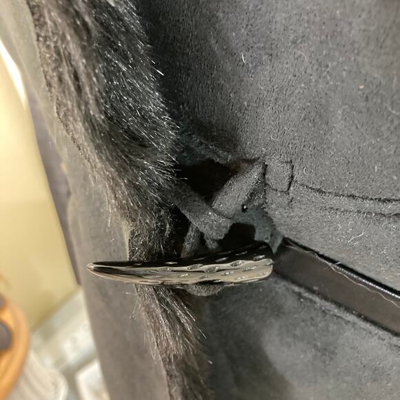 Faux leather fur moto jacket by Venus ladies plus size 16 black vegan suede coat - Picture 7 of 10